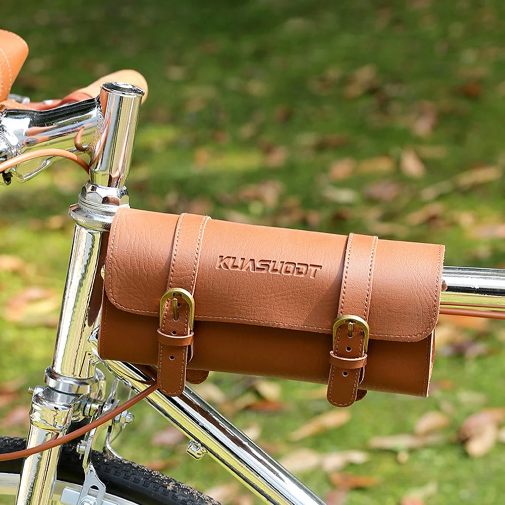 Motorrad-Satteltasche aus Leder, Fahrrad-Lenkertasche, Große – Bild 3