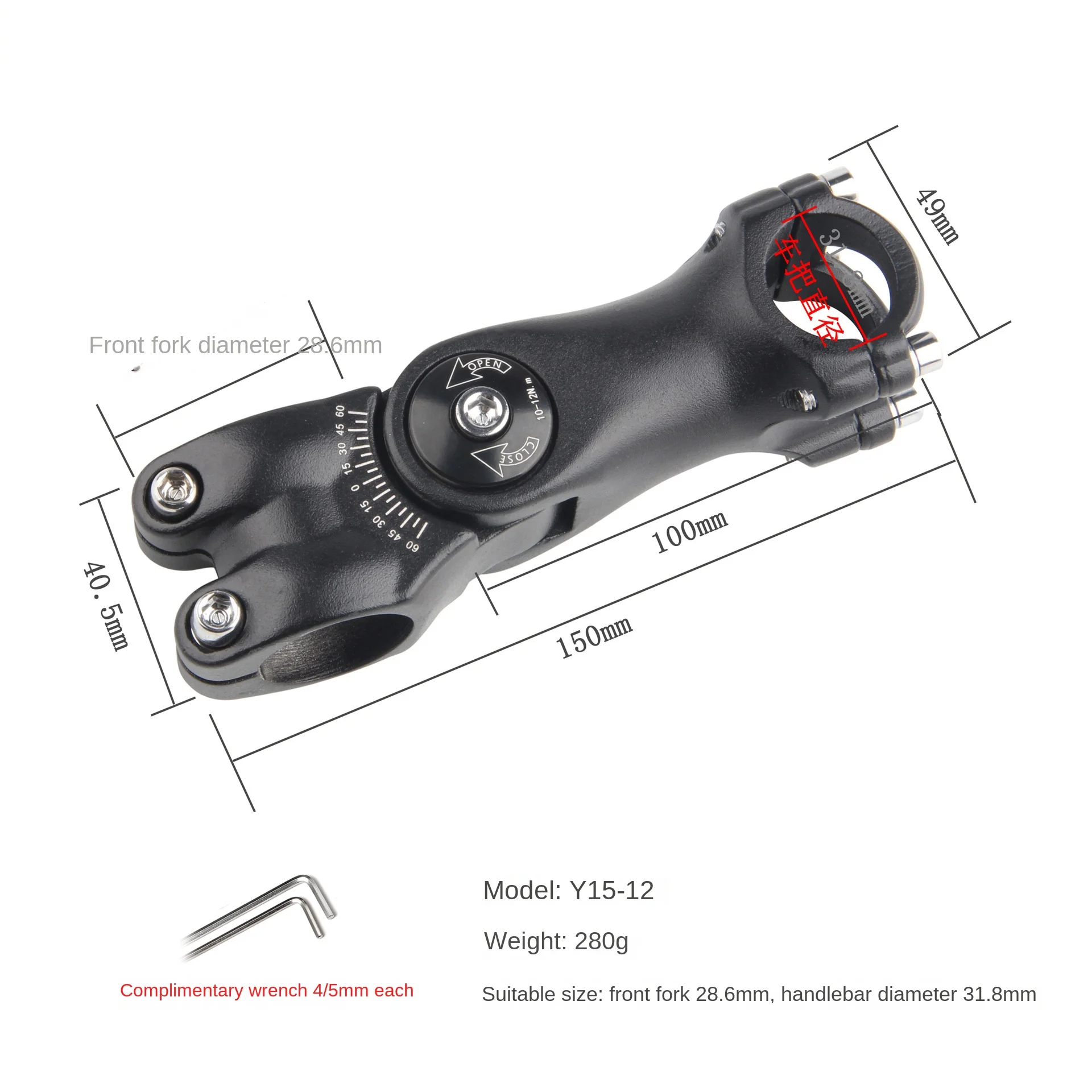 MTB Rennrad Einstellbare Vorbau Fahrrad Lenker Vorbau 25,4mm / 31,8mm Ultraleicht Aluminium Legierung Fahrrad