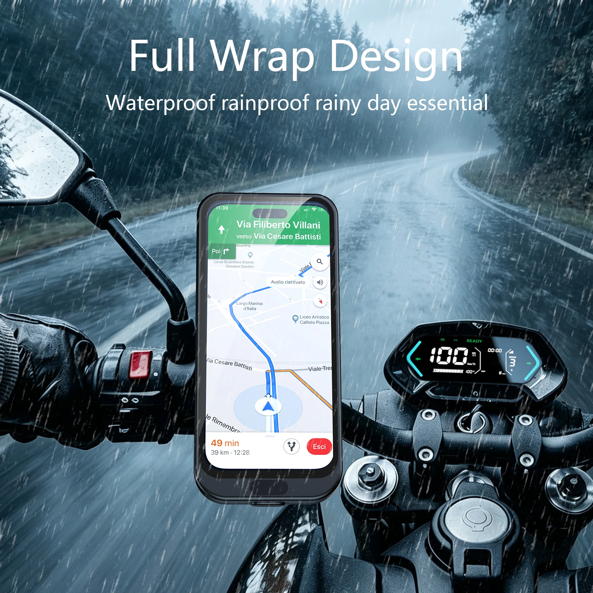Motorrad-Fahrrad-Handyhalterung, wasserdicht, Touchscreen-fähig – Immagine 5