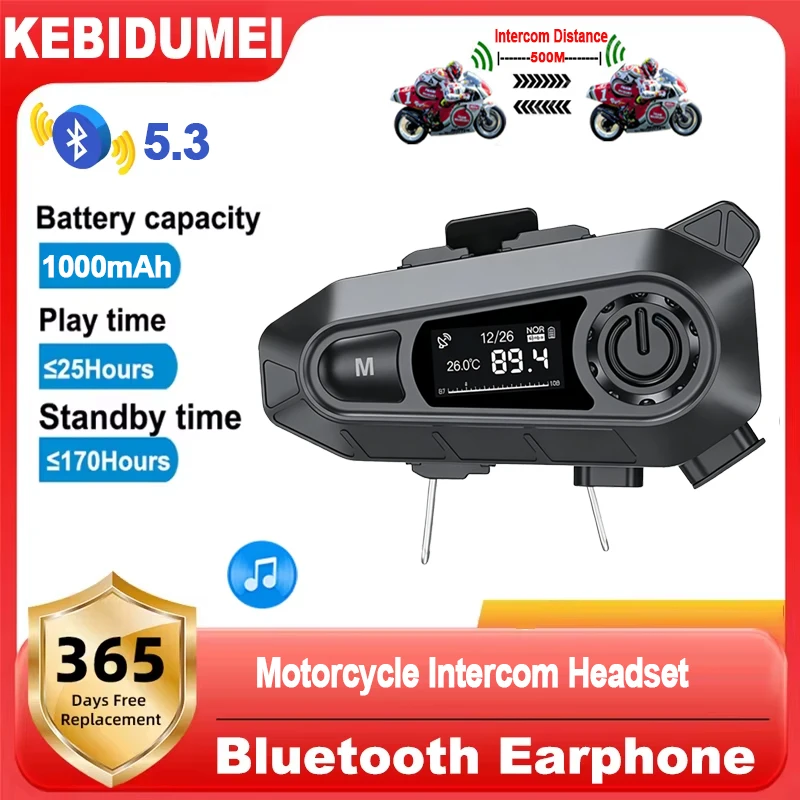 Bluetooth 5.3 Motorradhelm-Intercom-Headset Drahtloses Intercom-System Intercomunicador Moto Wasserdichtes