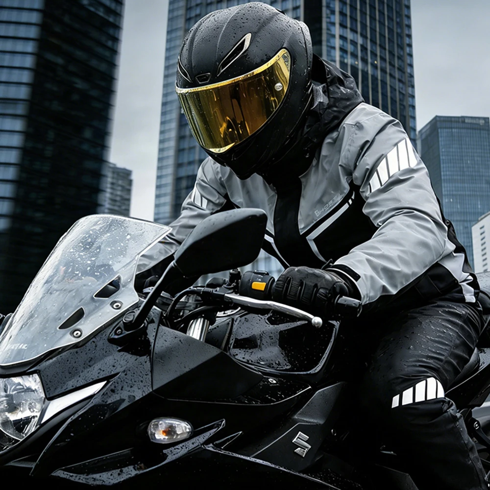 Regenjacke und -hose, Motorrad-Regenanzug, Regenmantel für Camping – Immagine 6