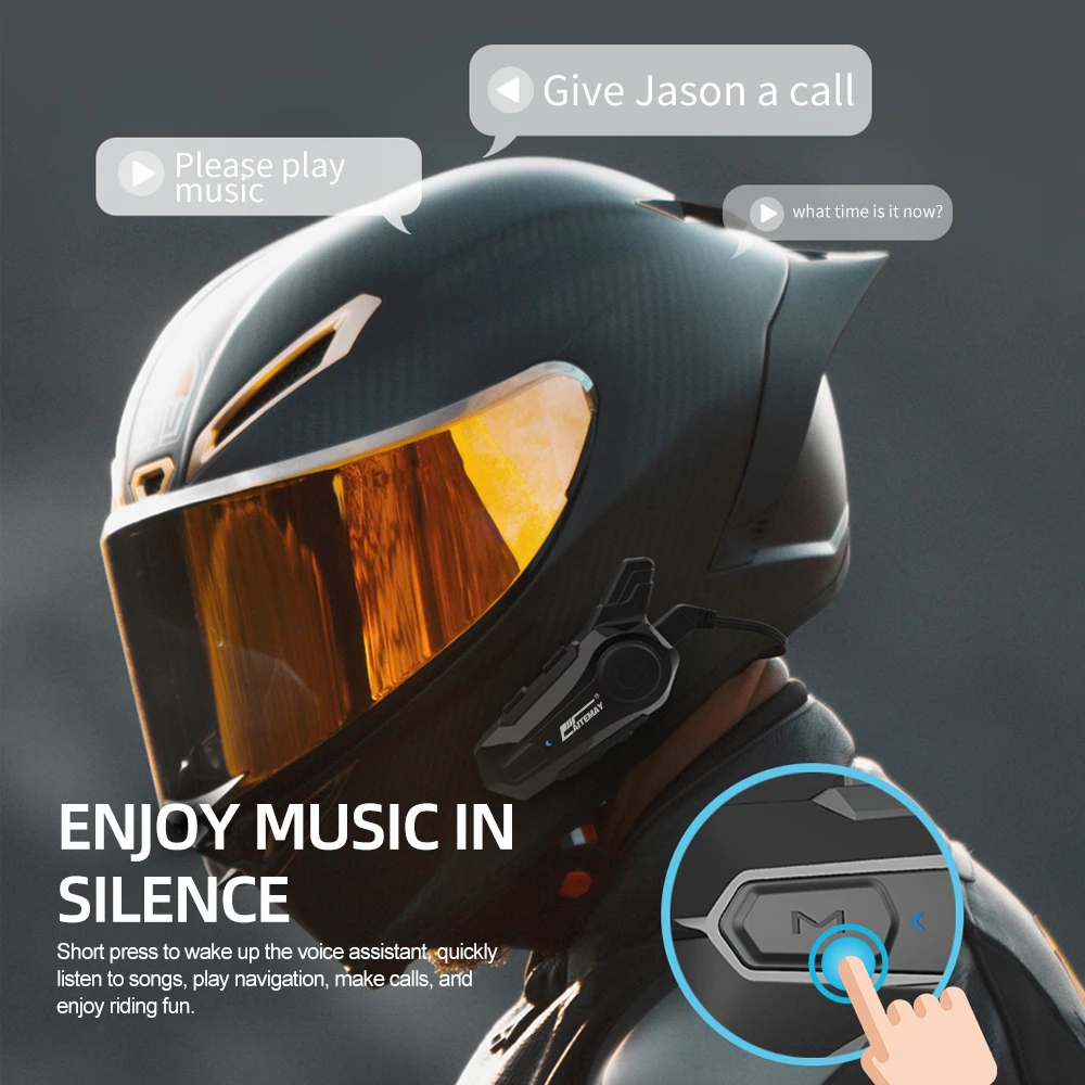 Bluetooth Motorrad Intercom Helm Headset Für 2 Fahrer 1000m – Bild 5
