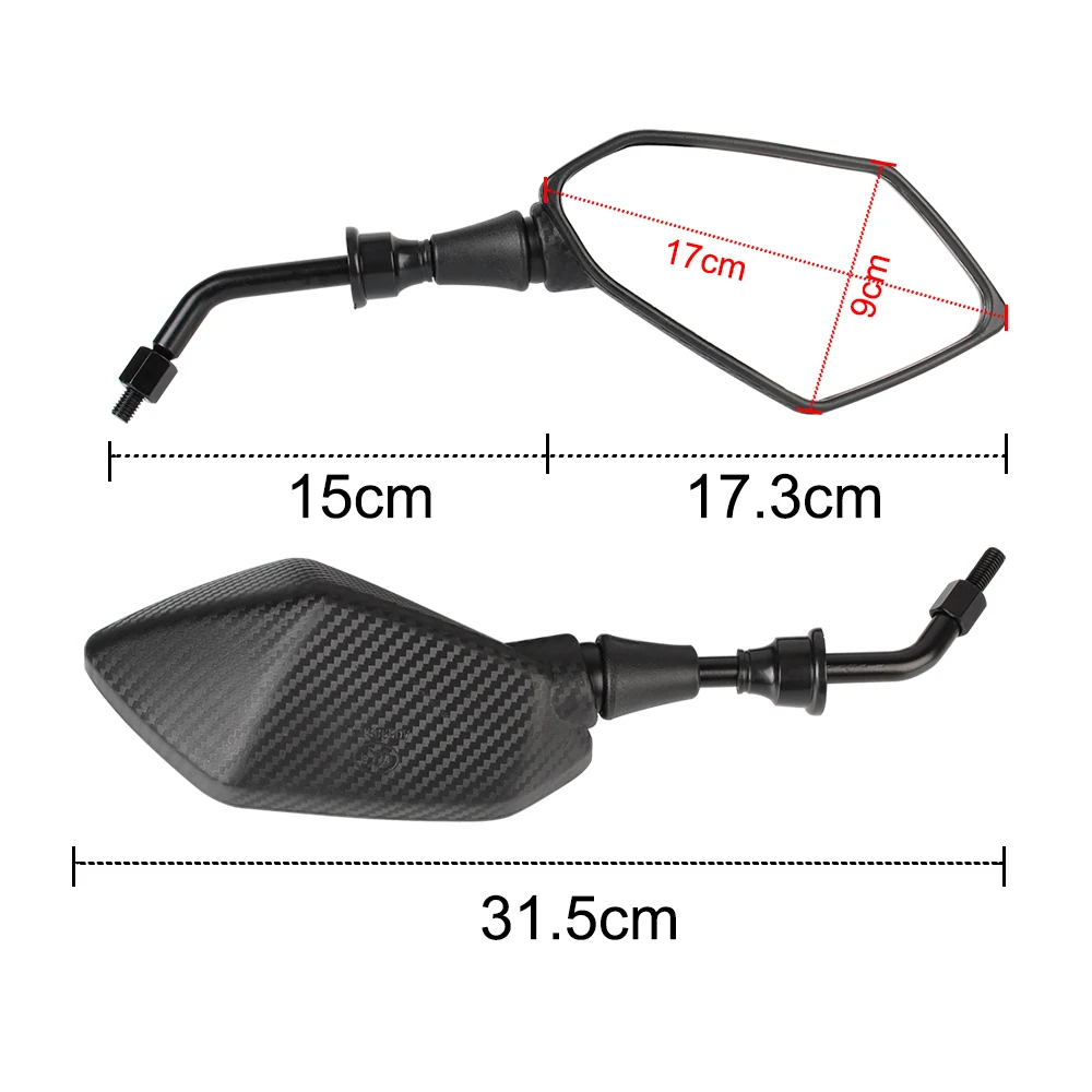 Motorrads piegel 1 Paar 8mm 10mm Lenker Ende Seite Rückspiegel – Immagine 5