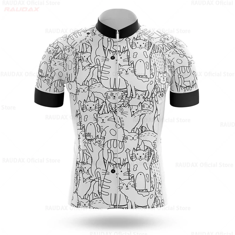 Herren-Radtrikot mit Cartoon-Katzen-Motiv, MTB-Fahrradshirt – Image 3