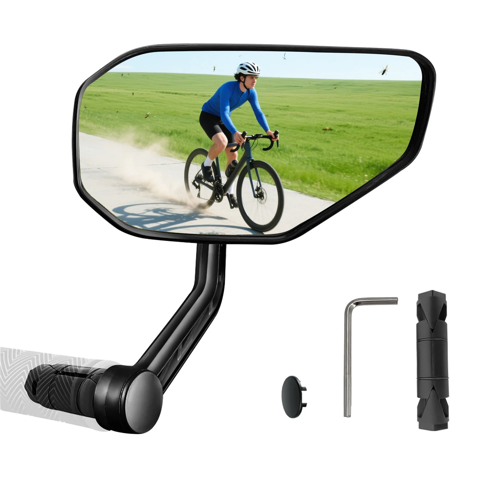 Fahrradspiegel für Lenker, Lenkerendenspiegel, Blendfreie HD-Glaslinse 360° ° Verstellbarer Rückspiegel