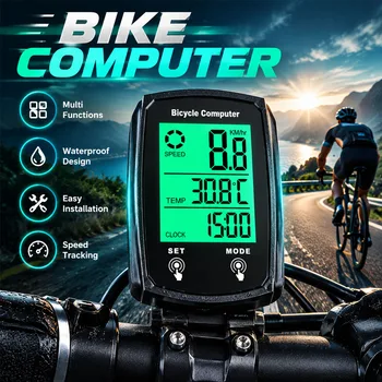 Fahrradcomputer, kabelgebundener Tachometer, USB-Ladefunktion, leuchtendes LCD-Display, wiederaufladbarer