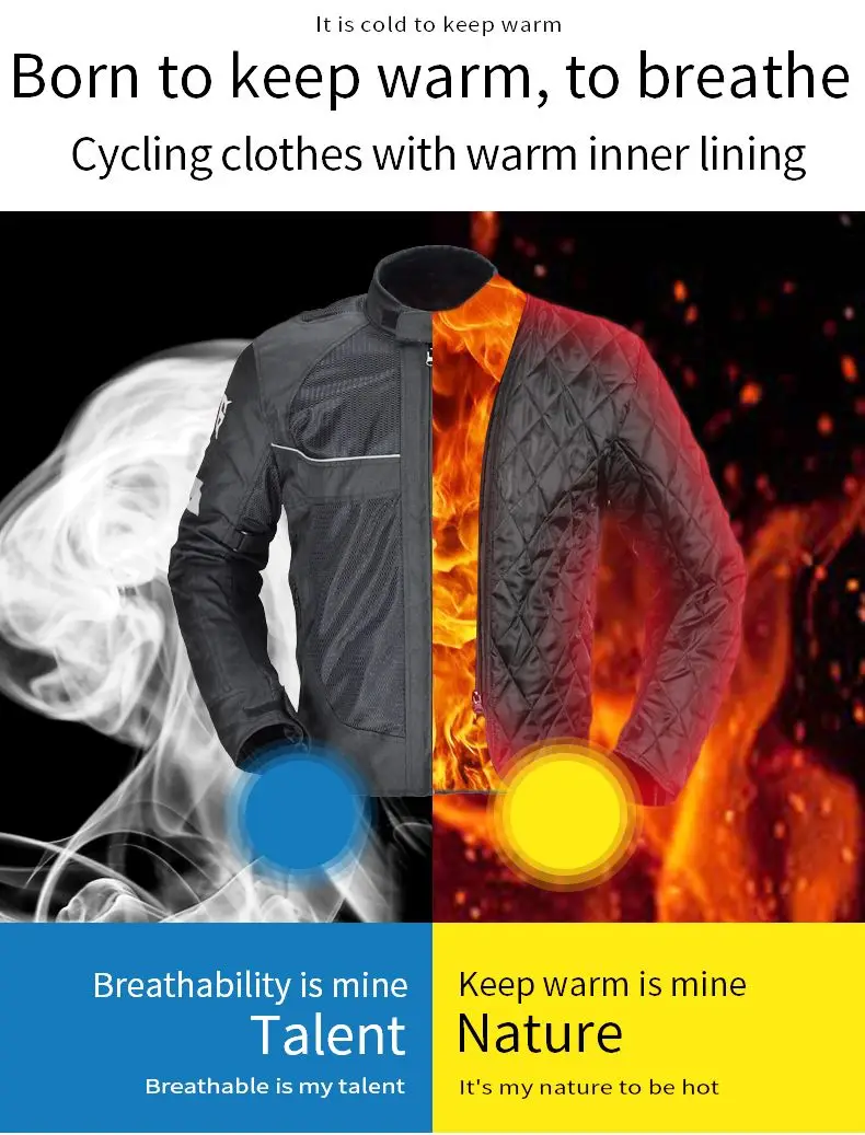 Männer Motorrad Rüstung Jacke Mantel Sommer Winter warm männlich – Immagine 3