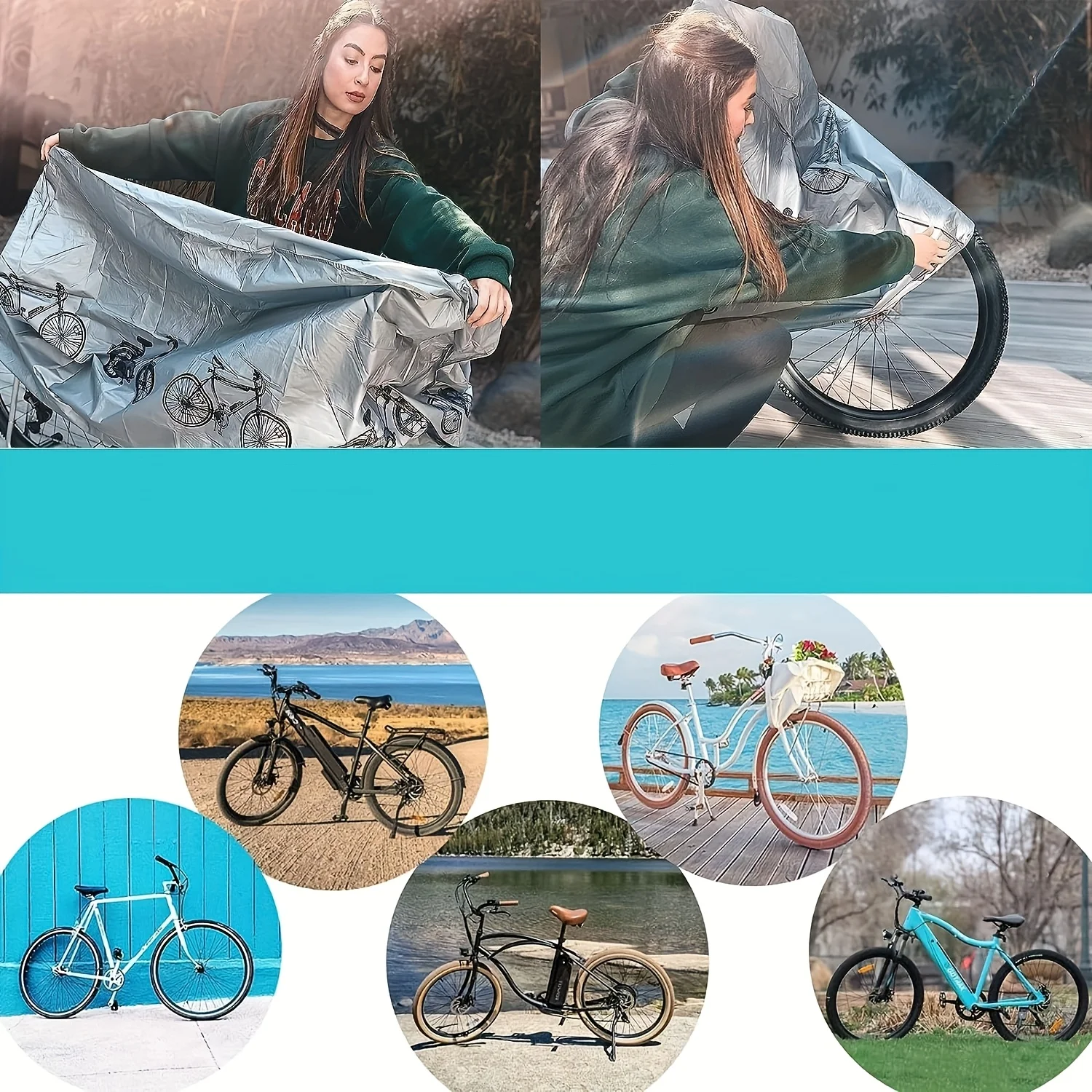 Fahrradabdeckung, wasserdichte, staubdichte Abdeckung für den Innen – Immagine 6
