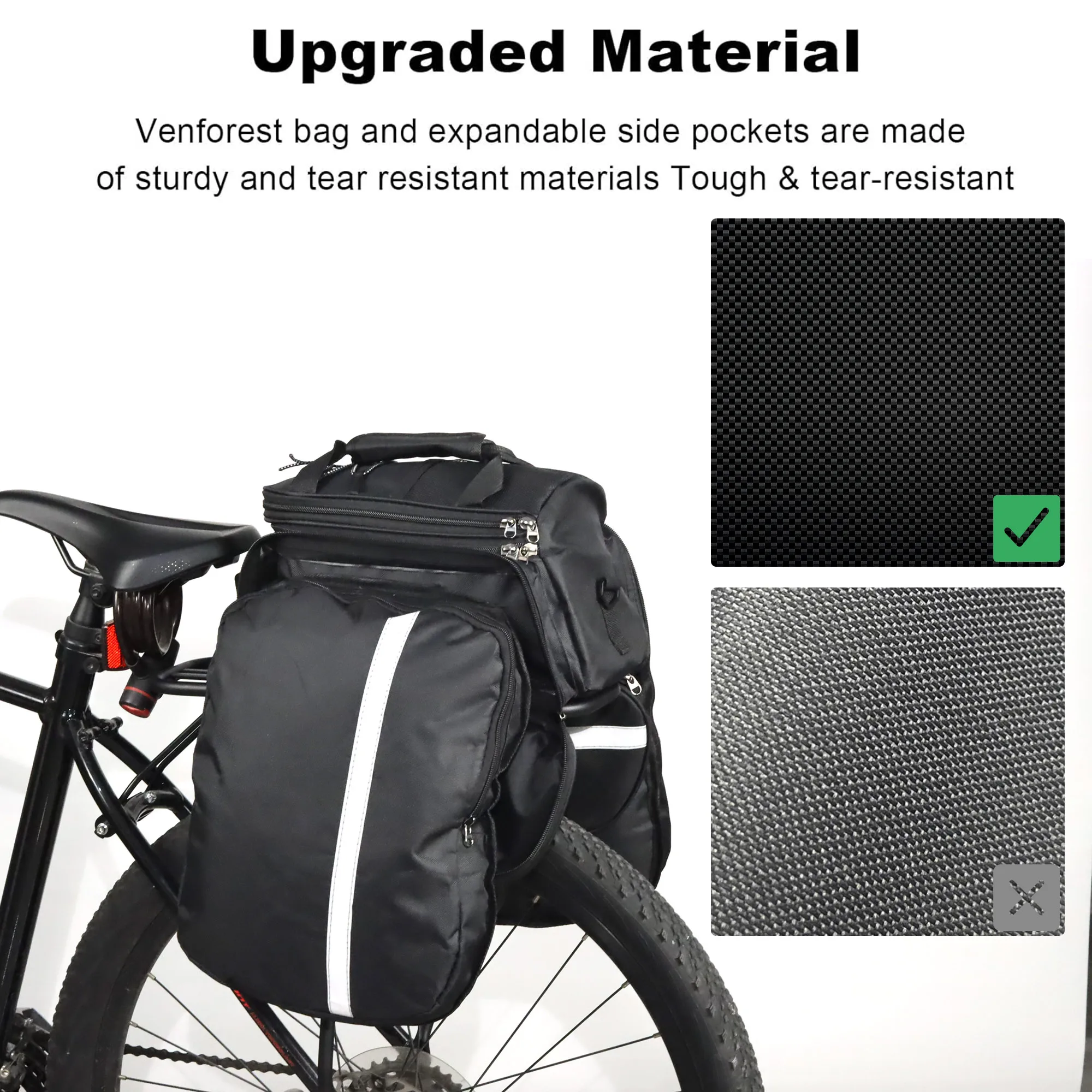 Fahrrad-Gepäckträgertasche, erweiterbar, 17-45L Fassungsvermögen – Image 3
