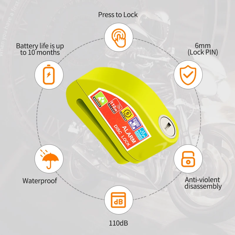 Motorrad Alarm Fahrrad 110bd Schloss Anti-Diebstahl Erinnerung Seil – Image 4