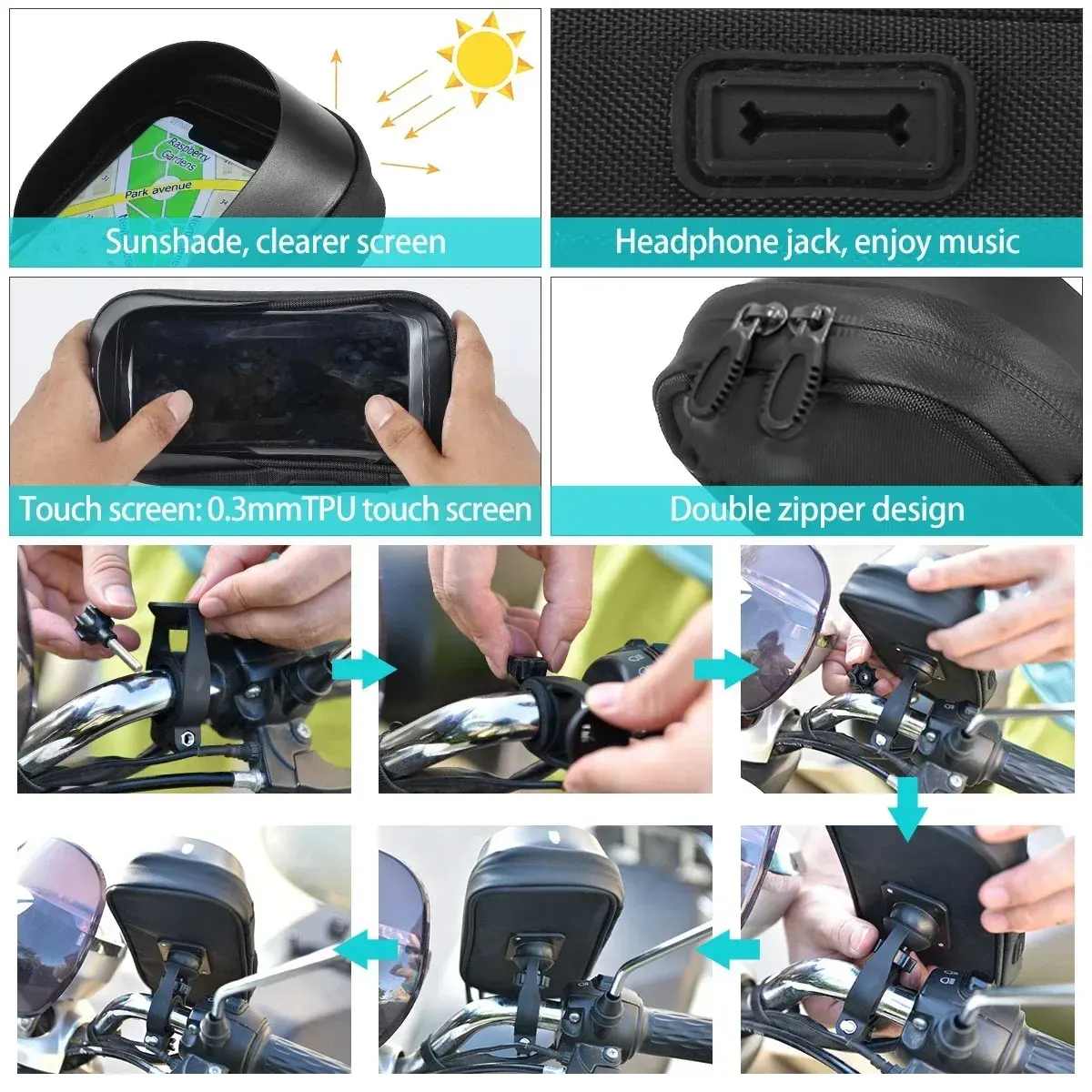 Fahrrad- und Motorrad-GPS-Navigationshalterung Wasserdichte – Image 6