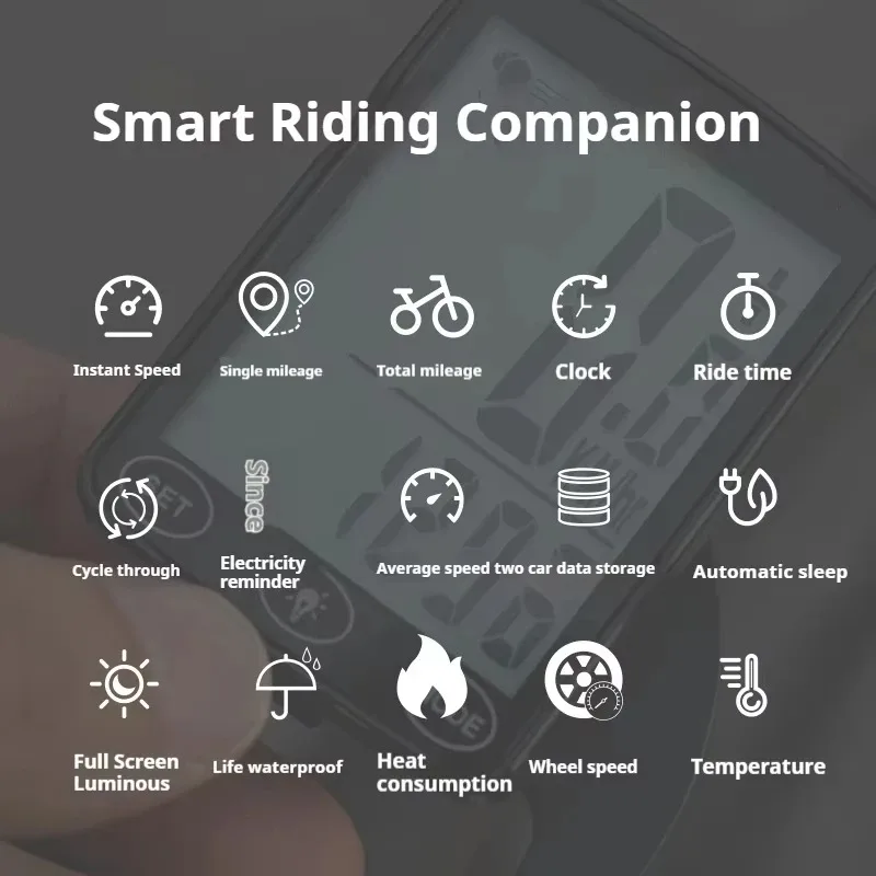 Kabelloser Fahrradcomputer mit Touchscreen, Fahrradtacho – Immagine 3