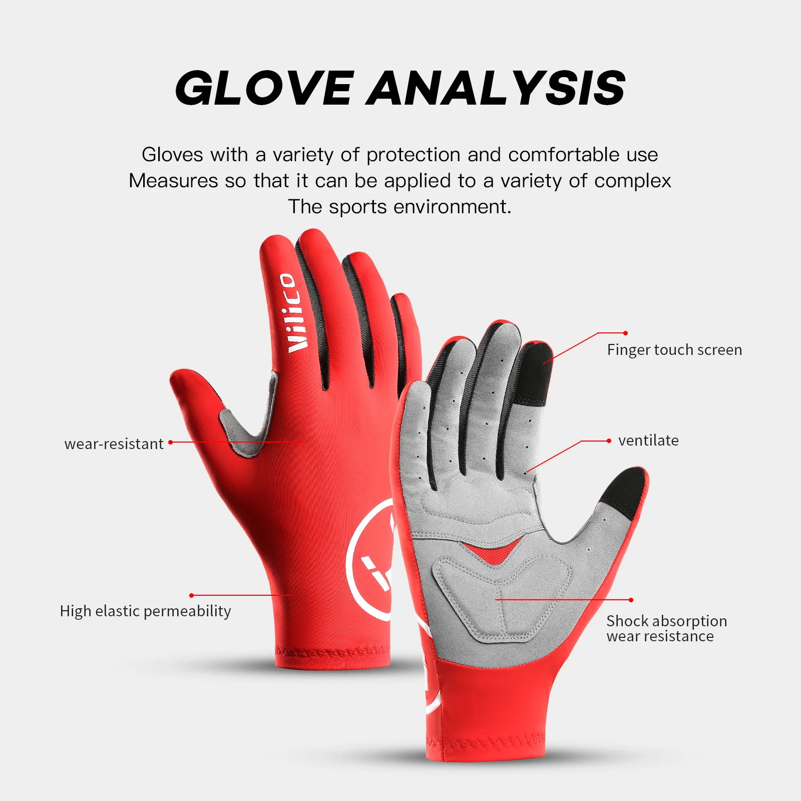 Touchscreen Lange Volle Finger Halbe Finger Gel Sport Radfahren – Immagine 5