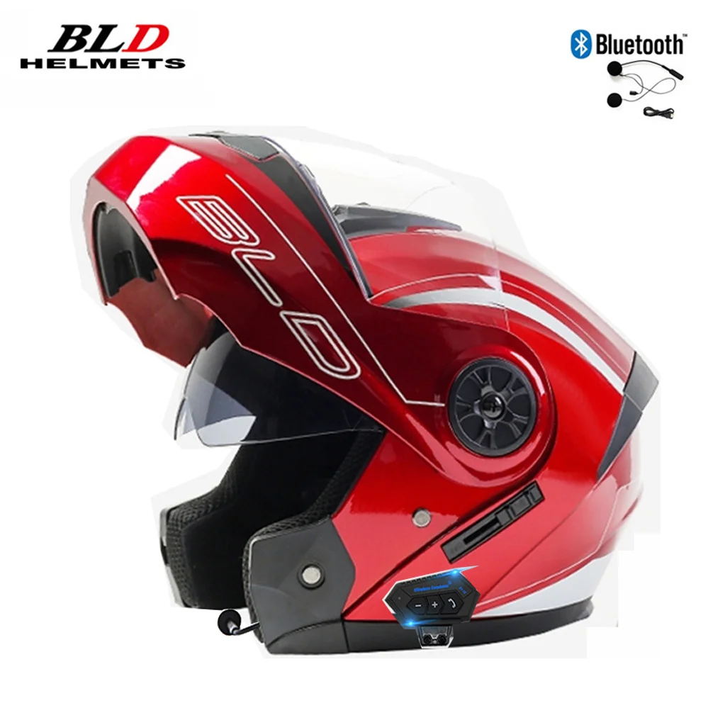 Bld Bluetooth Full Face Helm vier Jahreszeiten Motocross Racing modular hoch klappbar Casco Moto Männer Frauen