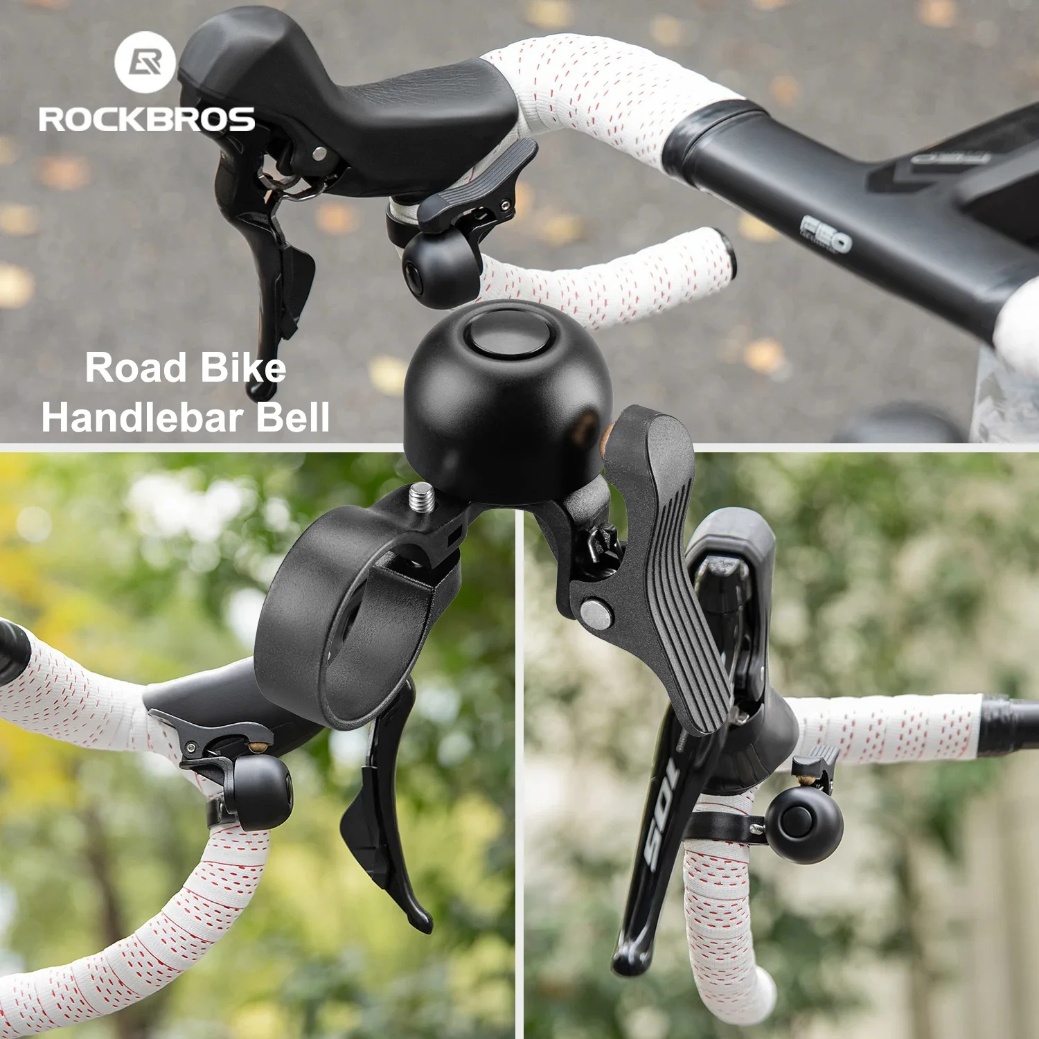 ROCKBROS Fahrradklingel-Hupe für Rennrad, Lenker, Radfahren, Kupferlegierung, Ring, klarer Klang, Warnung