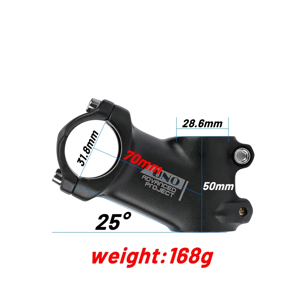Uno MTB-Vorbau 25 Grad Mountainbike Ultraleichter Fahrradvorbau 31,8mm 70 80 90 100 110mm MTB-Lenker