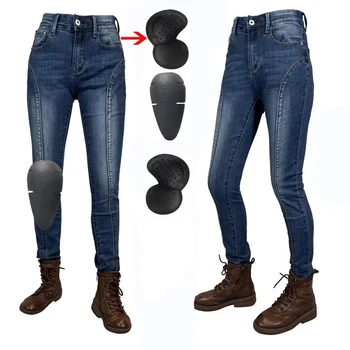 Motorrad-Schutzjeans für Damen, Schutzausrüstung, blaue Motorradhose, Motocross-Hose