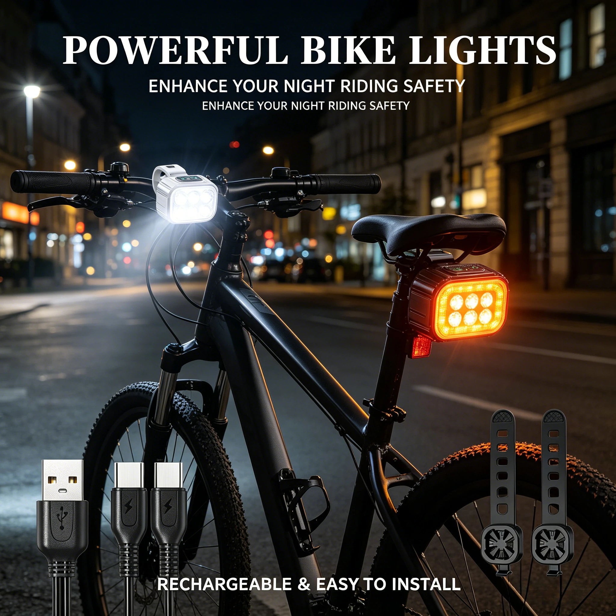 Fahrrad Vorne Hinten Lichter USB Aufladbare Lampe LED Scheinwerfer Wasserdichte Rücklicht Tragbare Mountain