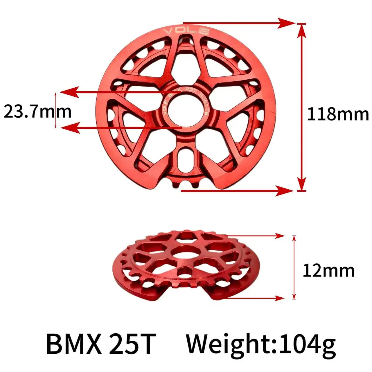 BMX-Kettenblatt 25T 1/2"*1/8" mit Kettenschutz 6061-T6 Aluminium CNC – Image 3