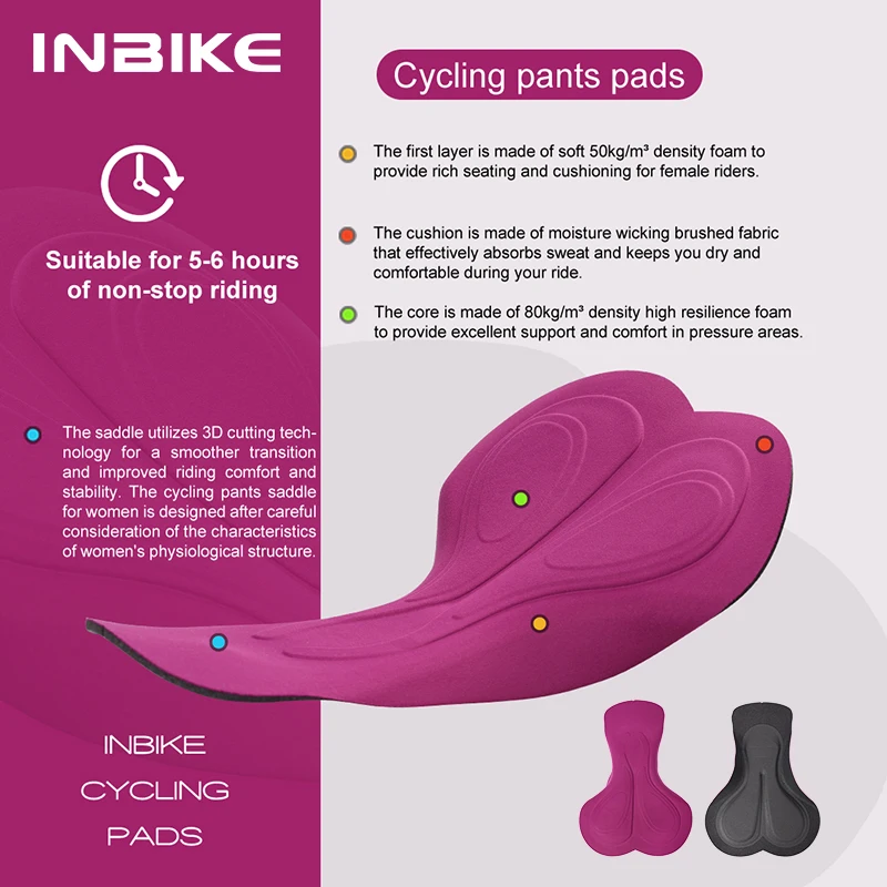 INBIKE Damen Radsport-Trägerhose, gepolsterte Fahrradstrumpfhose – Image 5