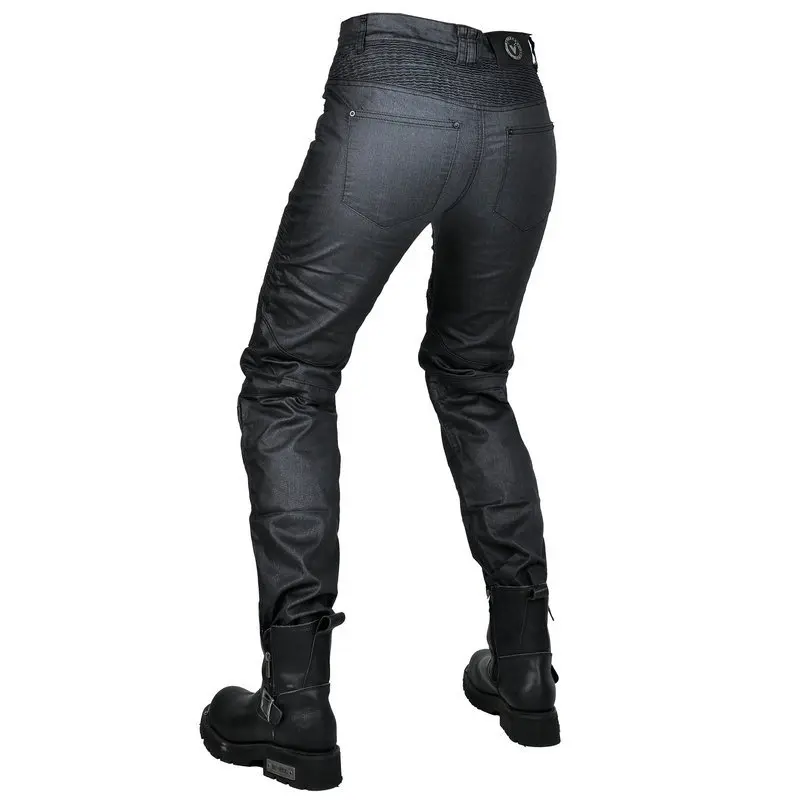 Damen-Motorradjeans, Retro-beschichtete, beschichtete Motorradhose – Image 5
