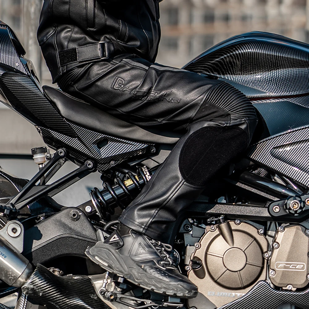 Motorrad hose Pu Leder Pantalon Moto Männer Pantalon Motocross schwarz – Image 3