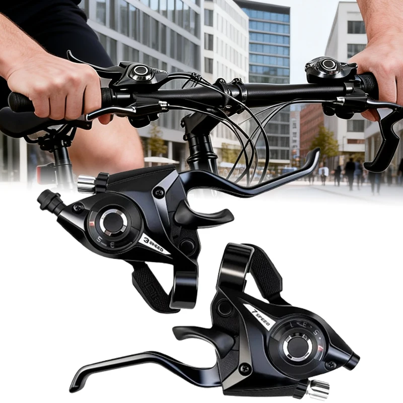 Fahrrad ST-EF51 3x7 3x8 Gang Schalthebel Bremshebel Kombi-Set für Mountainbike MTB V-Bremse Schwarze