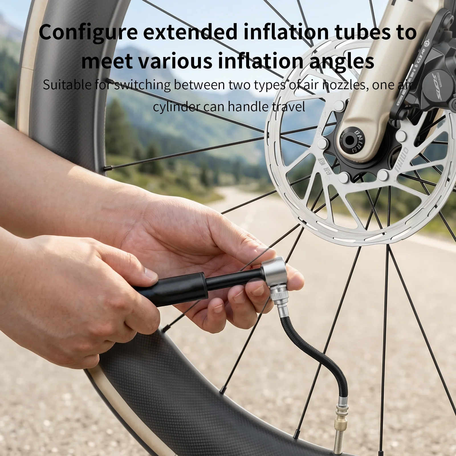 ThinkRider Mini-Fahrradpumpe, Handluftpumpe für Fahrradreifen, Bicicleta, für Schrader-Ventile, MTB