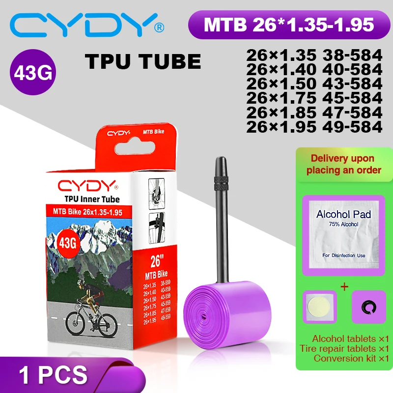43g CYDY TPU Schlauch MTB 26 27.5 Fahrrad-Innenschlauch 26/27.5x1.35 – Image 5