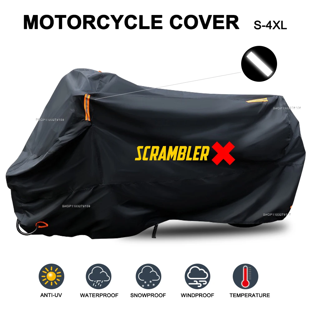 Motorradabdeckung Wasserdicht Ganzjahres-Staubschutz UV-Schutz Motorrad-Regenschutz für Scrambler 400 800 1100