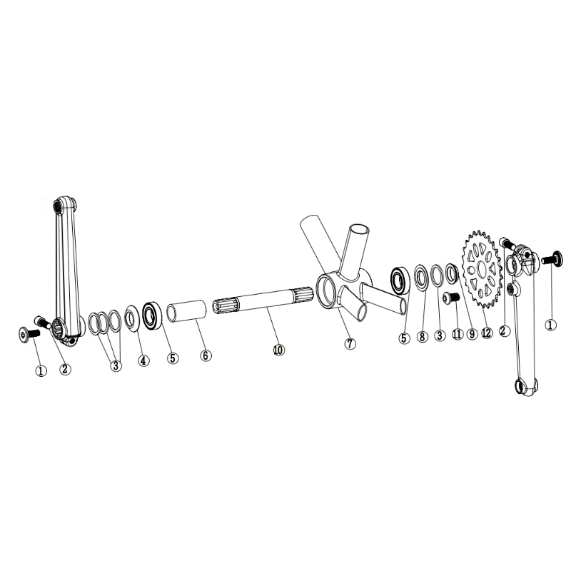 BMX Kurbelgarnitur 3-teilig 170MM Kurbeln 8T-19MM MID-BB Kurbelarm – Bild 5