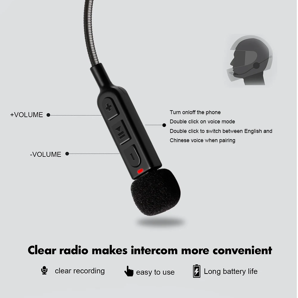 Motorradhelm Bluetooth 5.3 Headset Stereo Headset Motorrad Universal – Bild 6
