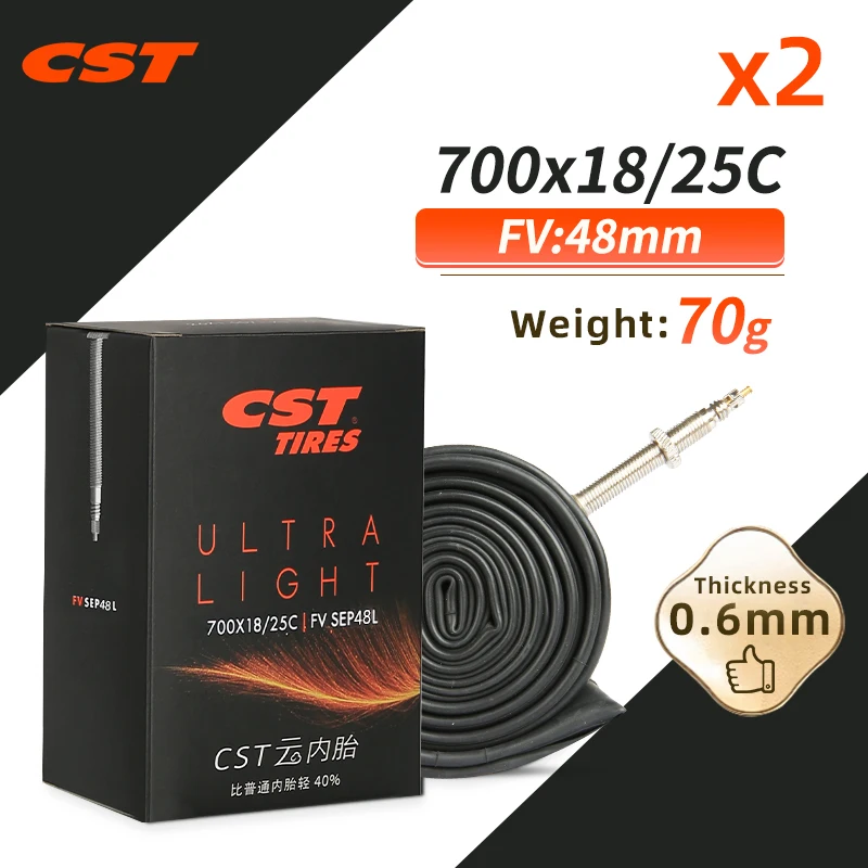 CST Fahrrad Ultra-Licht Innenrohr 26/27.5/29/700c Für MTB Rennrad Reifen butyl Gummi Wettbewerb (2 Stück)