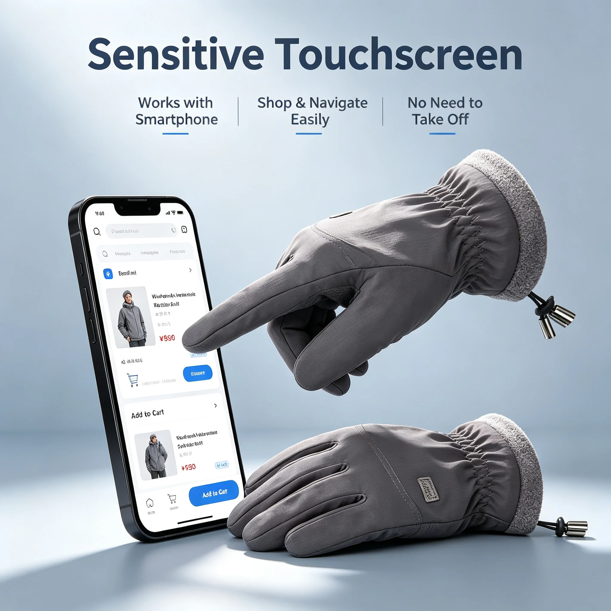 Winter-Fahrradhandschuhe mit Touchscreen-Funktion, winddicht, warm – Bild 5