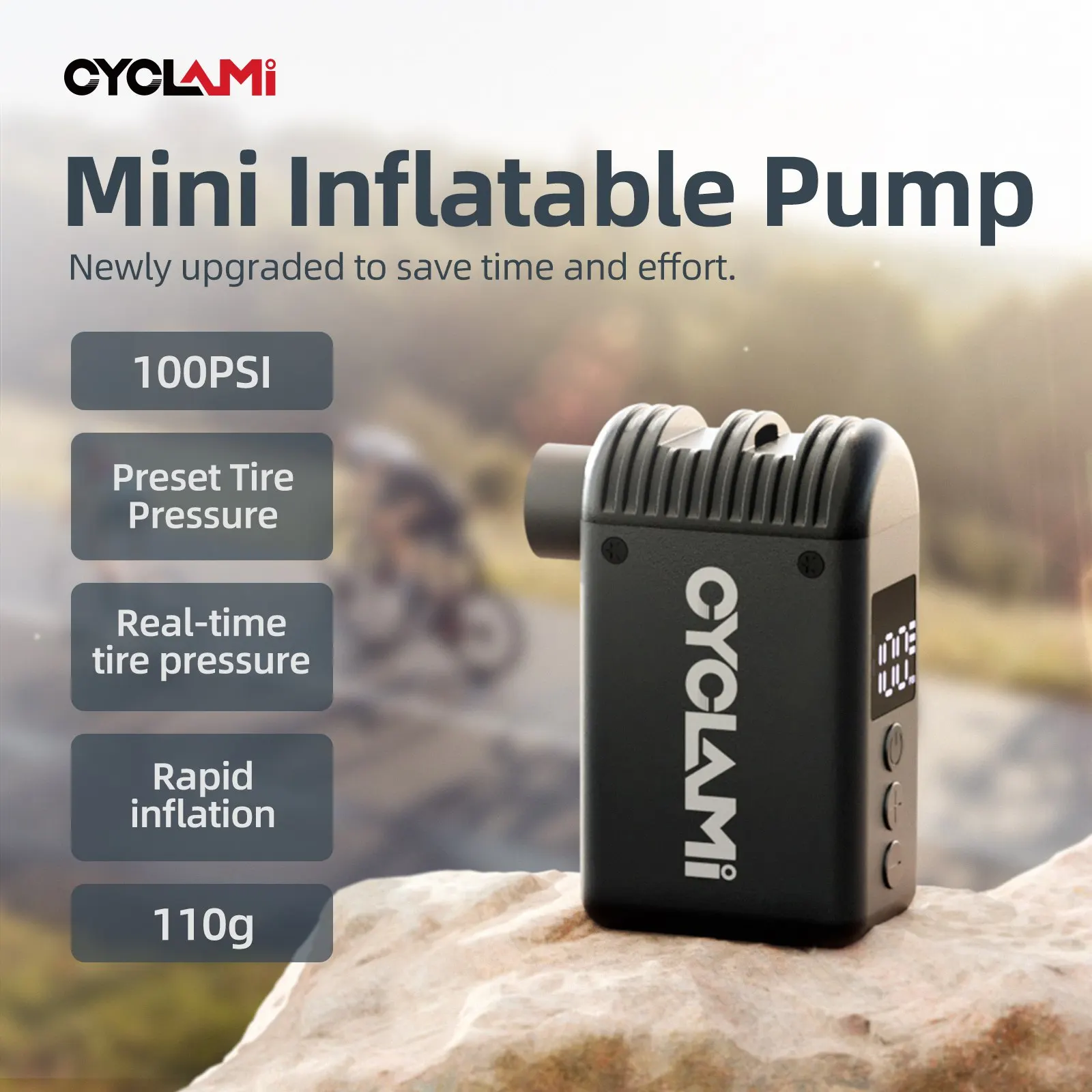 CYCLAMI Mini Tragbare Pocket Bike Elektrische Luftpumpe Schrader – Bild 5