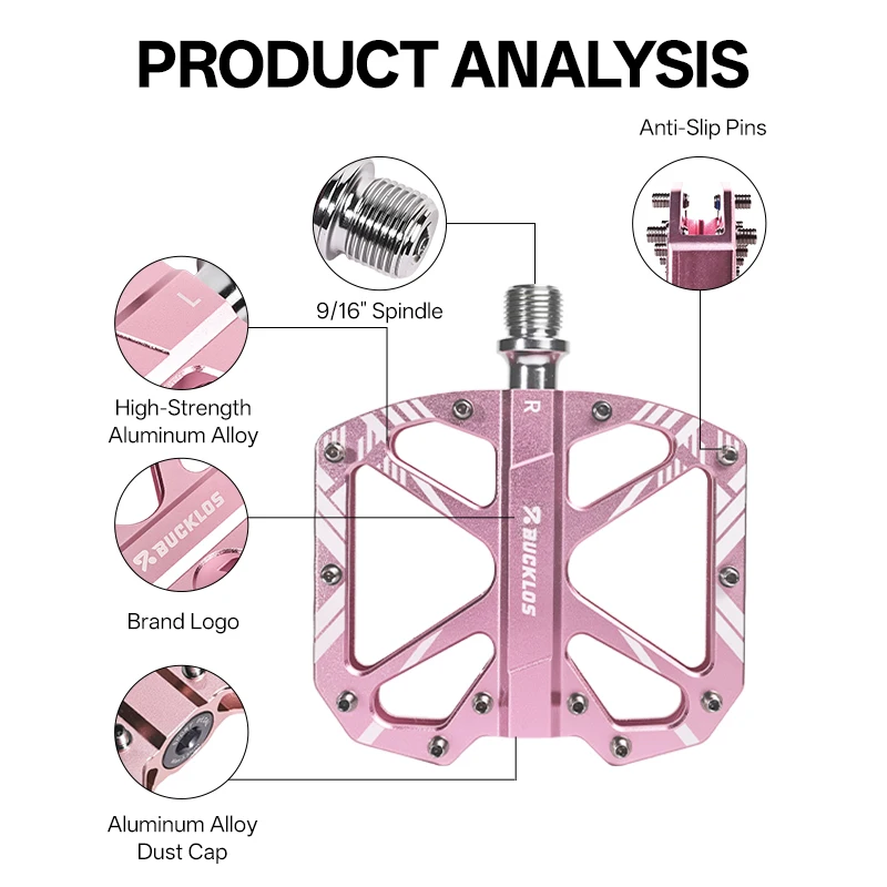 BUCKLOS Fahrradpedale aus Aluminiumlegierung, DU-Lager, ultraleicht – Immagine 4