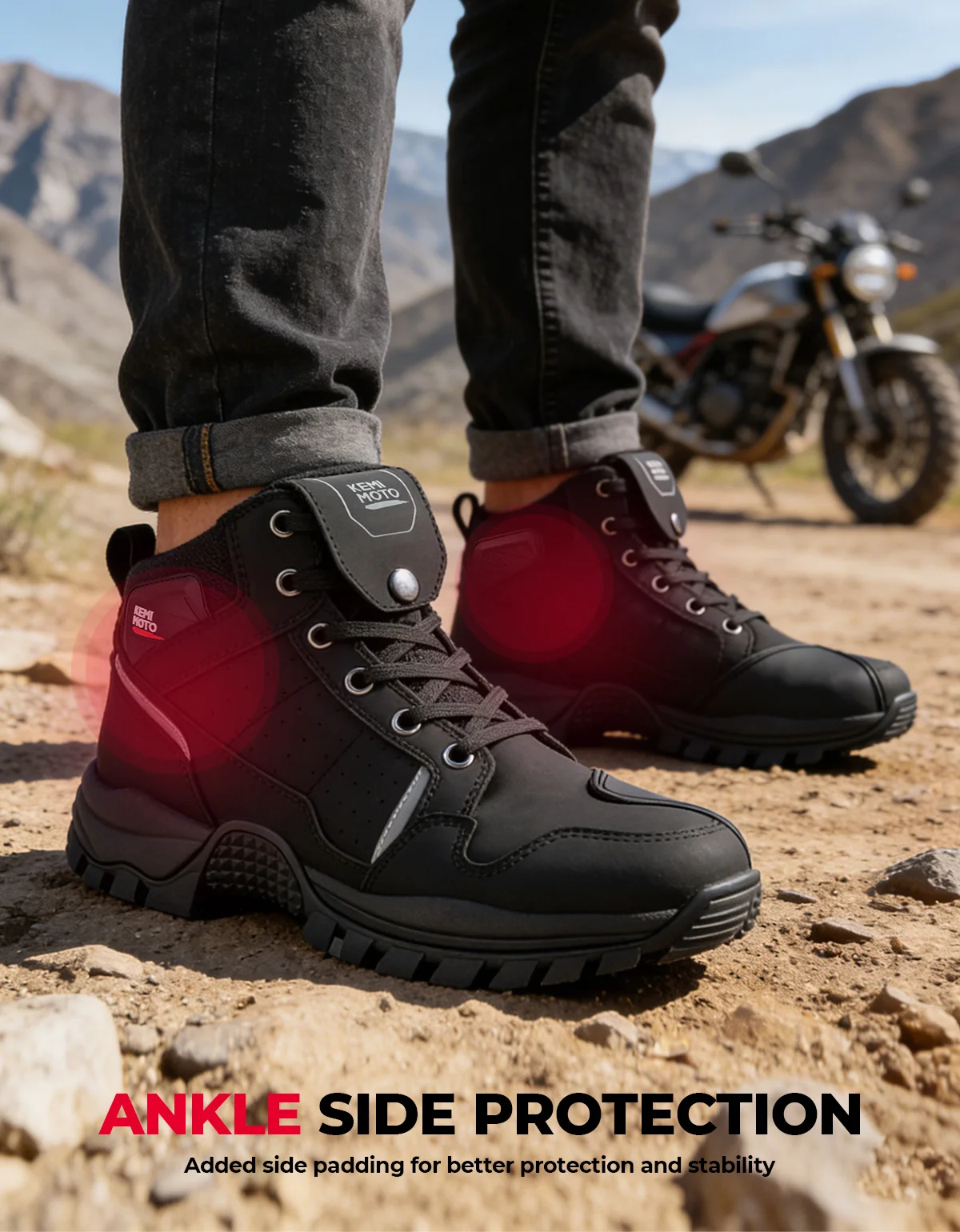 Motorrad-Knöchelschuhe für Herren, wasserdicht, atmungsaktiv, weich – Image 4