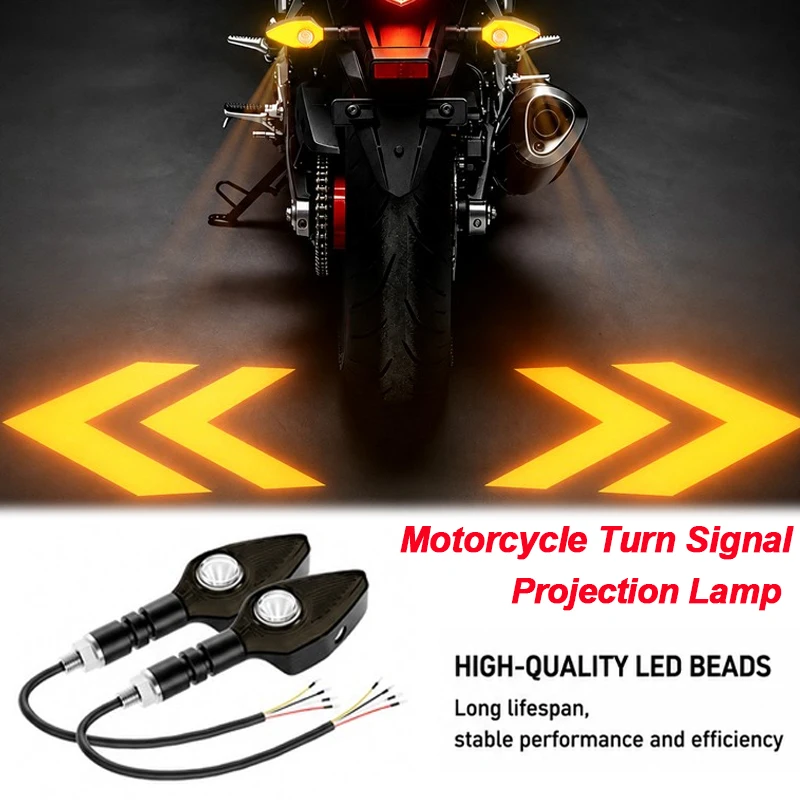 Motorrad-Blinker LED-Umgebungsleuchte mit Projektion Wasserdichtes Blinklicht Rücklicht Brems- und Signallicht