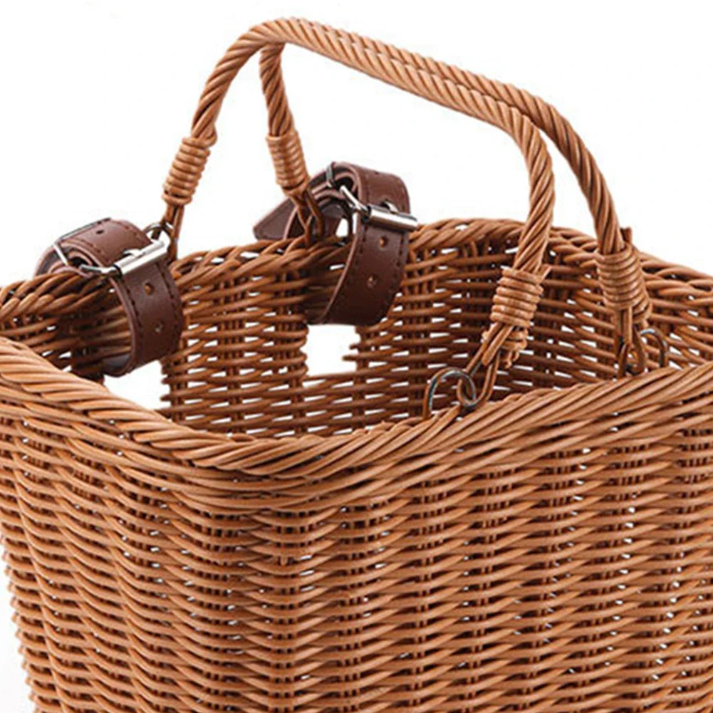Bicycle Basket Rattan Hand-Woven Bike Storage Front Handlebar Basket – Image 5