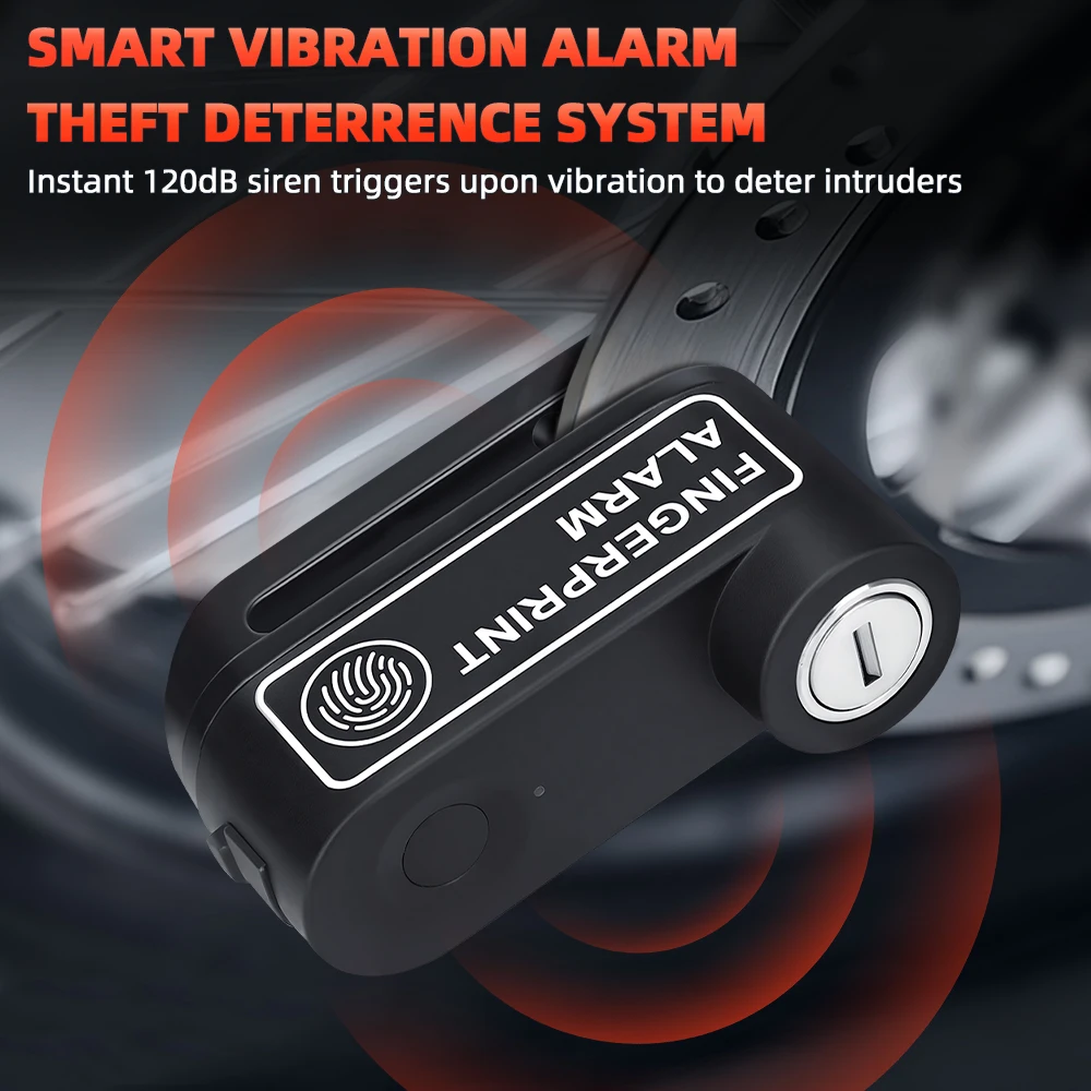 Motorrad-Alarm, Fingerabdruck-Entriegelung, Scheibenbremsschloss – Image 4
