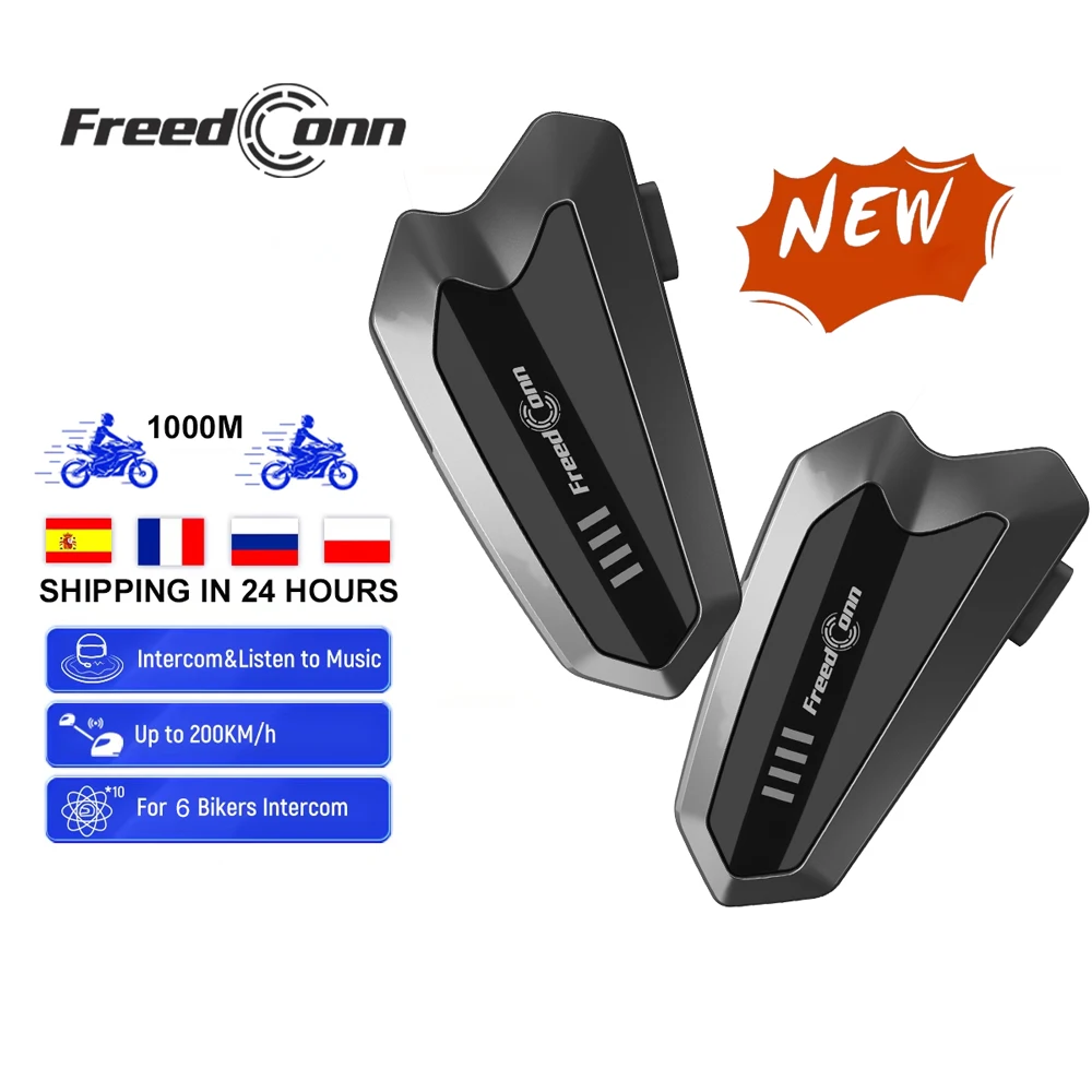 Freedconn Group Motorrad Intercom Helm Bluetooth 5.1 Headset 1000M Moto Intercomunicador Musik Teilen