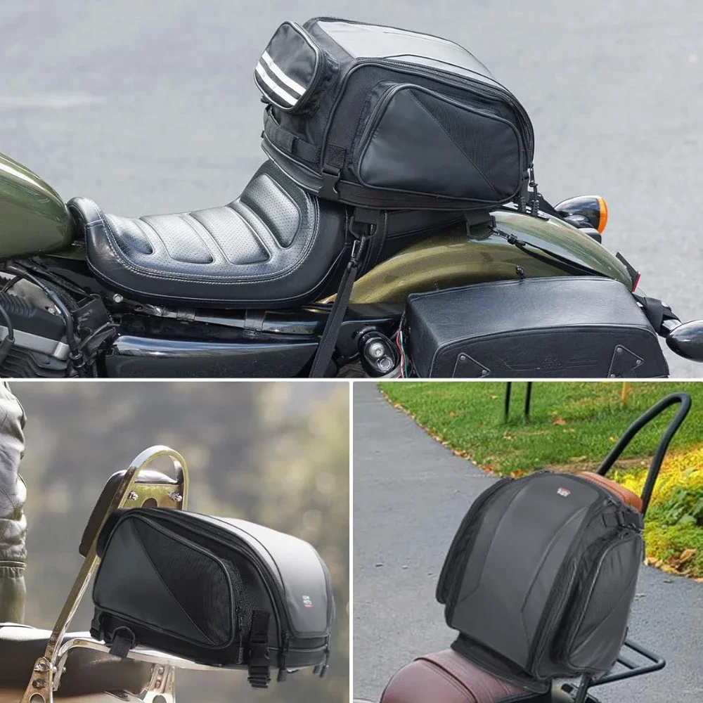 Motorrad-Hecktaschen 18-22L Erweiterbare Sissy-Bar-Tasche für Can-Am – Bild 5