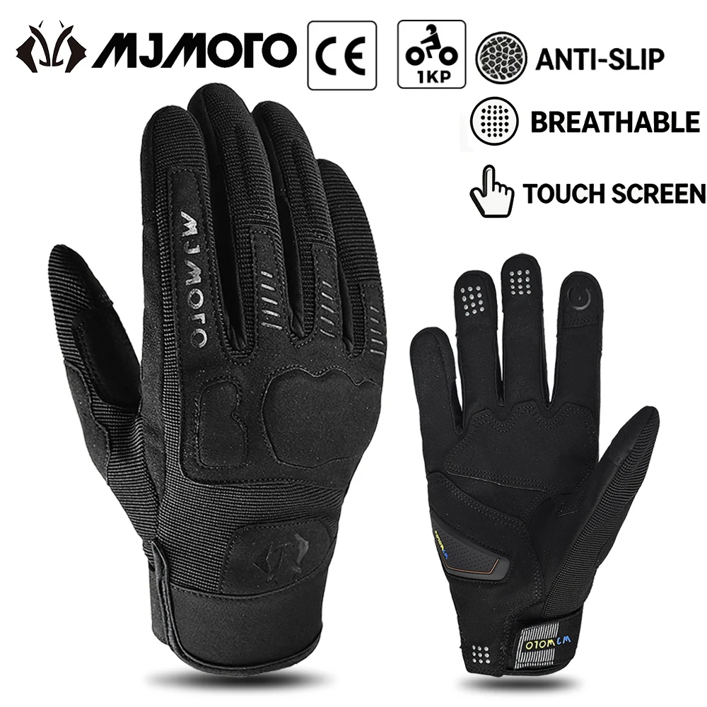 Sommer-Motorradhandschuhe, Touchscreen, atmungsaktiv, Vollfinger-Reithandschuhe, rutschfest, für Motocross