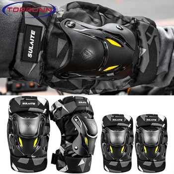 Mode Motorrad Kneepad Fluoreszenz Moto Ellenbogen Knie Pads Motocross Racing Schutz Getriebe Protector Guards