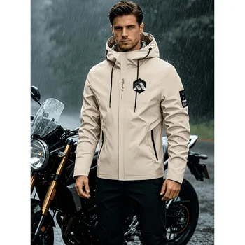 Motorradjacke für Herren - Wasserdichte, winddichte Funktionsjacke mit Kapuze für den Einsatz im Frühling