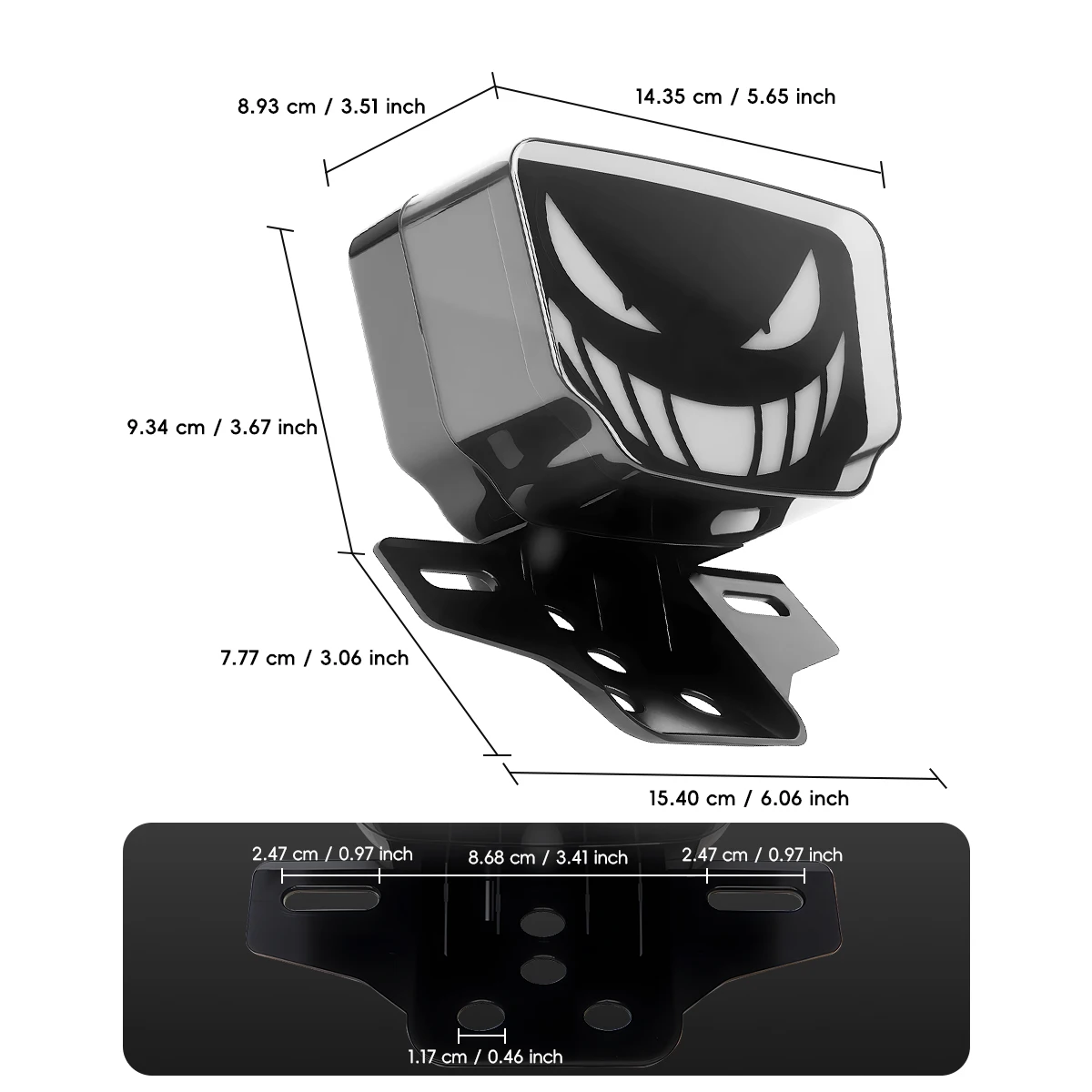 Motorrad LED Integriertes Rücklicht Teufel Lächeln Strobe Hinten Blinker Bremsleuchte Universal Dynamische