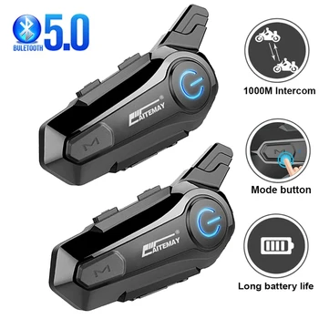 Bluetooth Kopfhörer Motorrad Helm Intercom Headset 1000 M Für 2 Fahrer Intercomunicador Moto Drahtlose Sprech