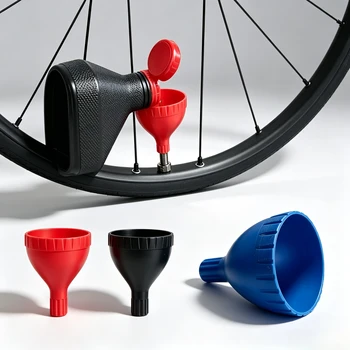 Fahrrad-Reifenventil-Öleinfülltrichter, 3 Farben, Kunststofftrichter für die Injektion von schlauchlosem