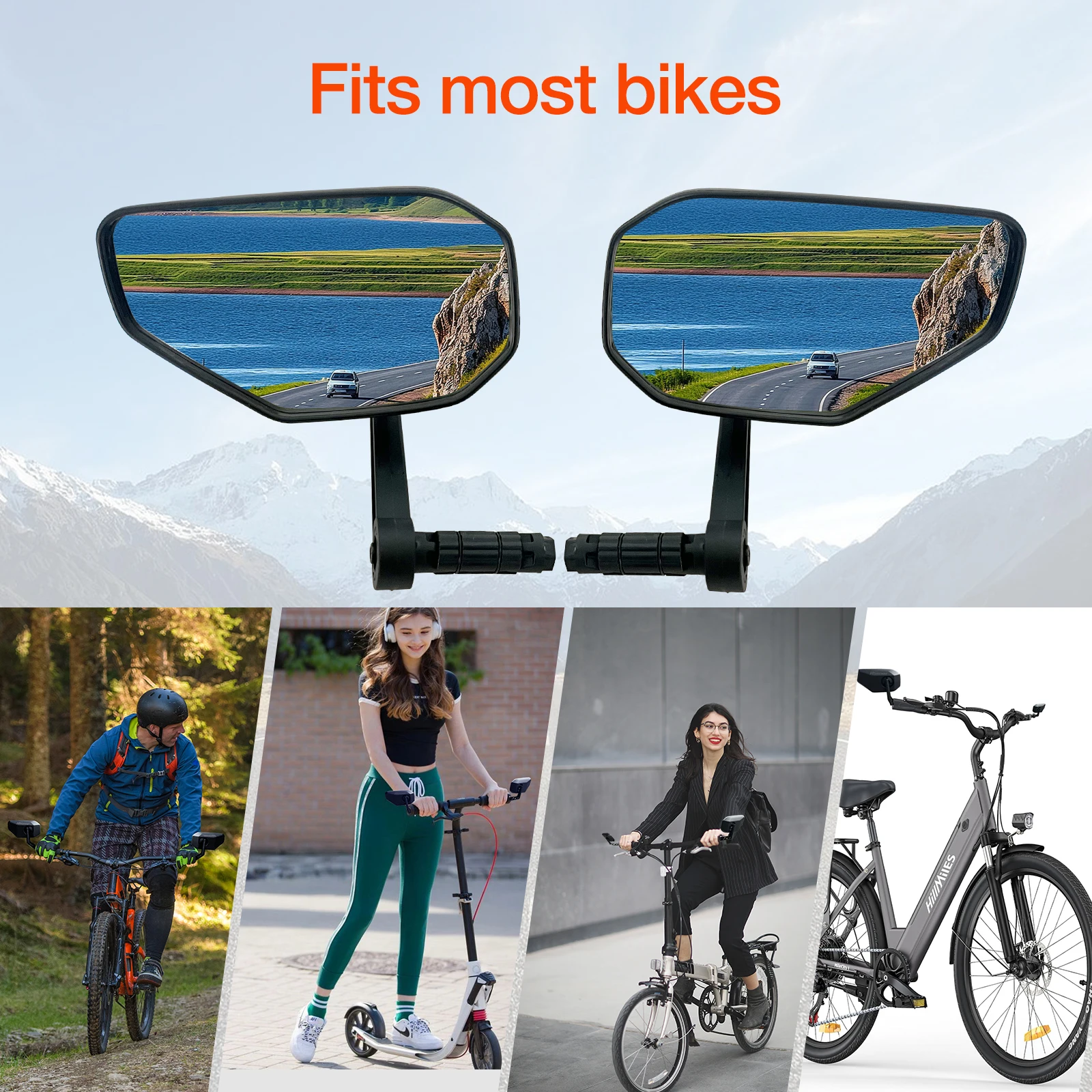 Fahrradspiegel für Lenker, Lenkerendenspiegel, Blendfreie HD-Glaslinse – Bild 4