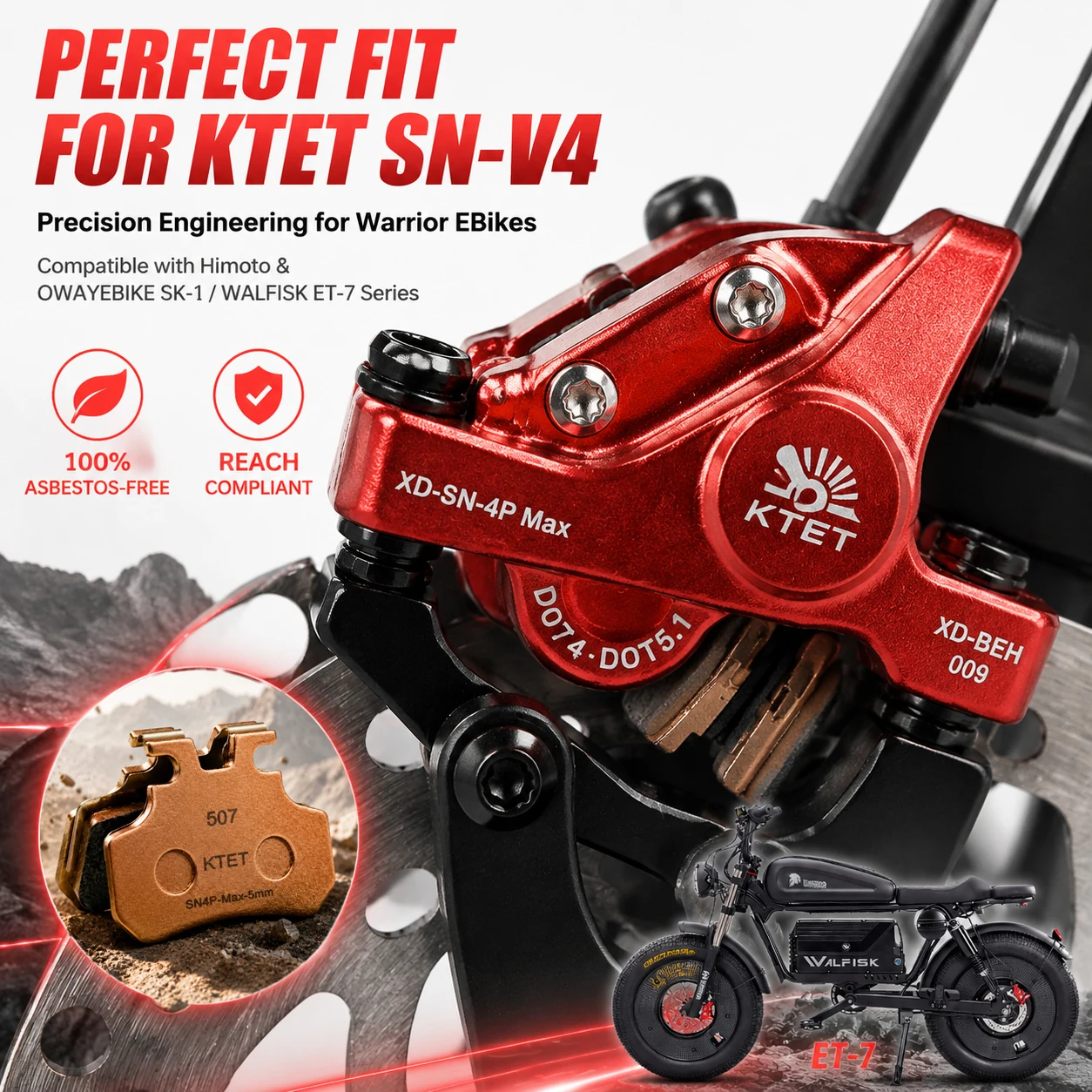 Hydraulische Scheibenbremsbeläge für E-Bikes, passend für KTET SN-V4 – Bild 6